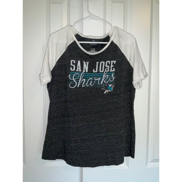 San Jose Sharks size XL Fanatics Women's Raglan Tee Charcoal & White - Picture 3 of 5